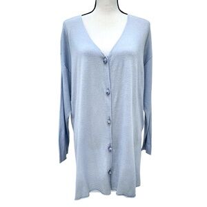 FITIGUES LAVENDER CASHMERE & SILK LONG CARDIGAN WITH MURANO GLASS BUTTONS
